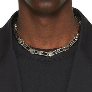 Antique Silver Zip Necklace BB Motif